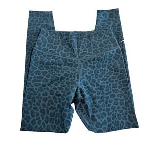 Nike Dri-FIT Leopard Print Leggings Women Small Blue High Rise Athletic